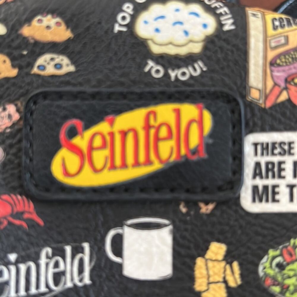 Funko Seinfeld Black Food Print Backpack Purse Faux Leather - Picture 12 of 12